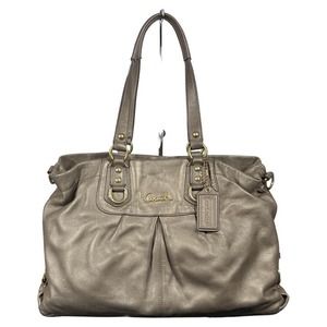 Coach Ashley Leather Carryall Shoulder Bag Purse Metallic Bronze F15513